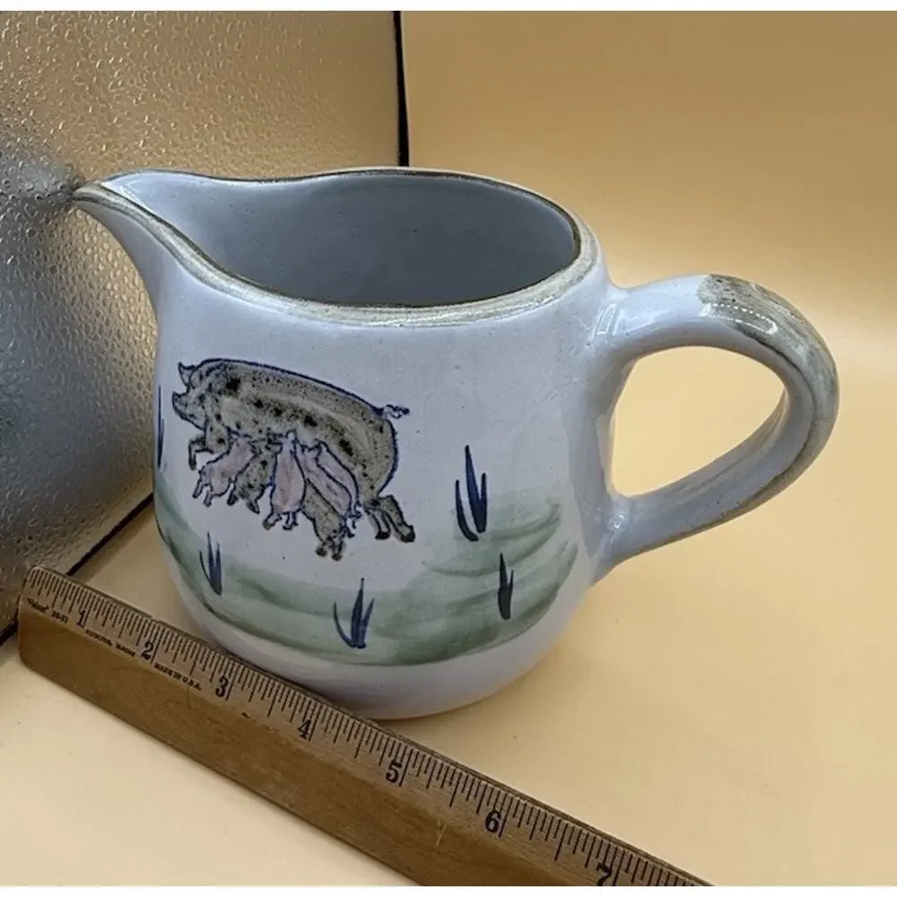 Louisville Stoneware Pig & Piglets Creamer Pitcher Kentucky Pottery Farmhouse